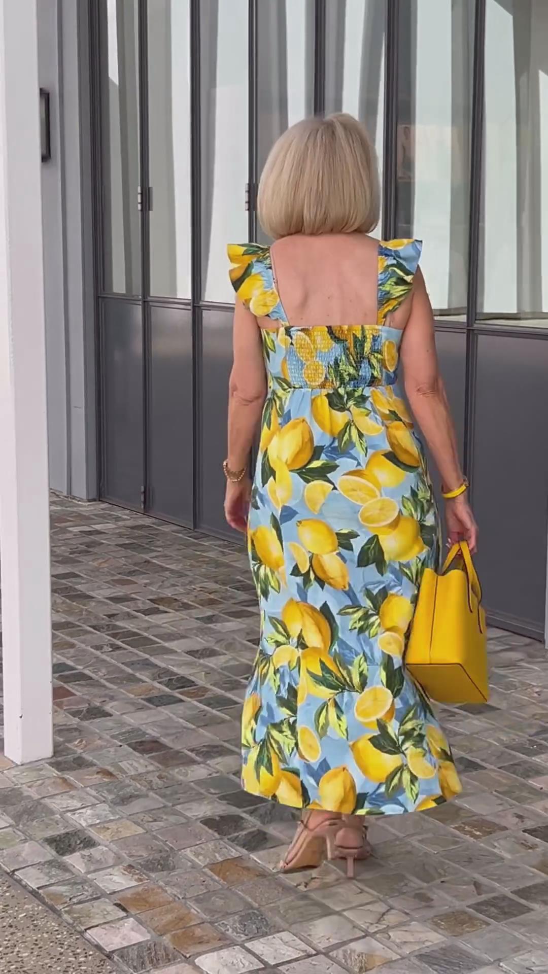 šOversized lemon print tunic dress spiyle