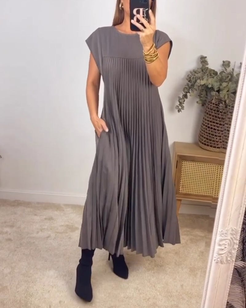 🌸Spring Specials🌸 Sleeveless pleated simple solid color dress