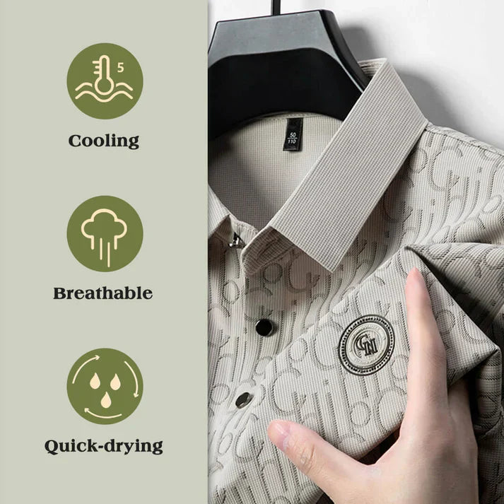 ☄️Spring Specials🎉 Men's Breathable Ice Silk Cooling Lapel T-shirt