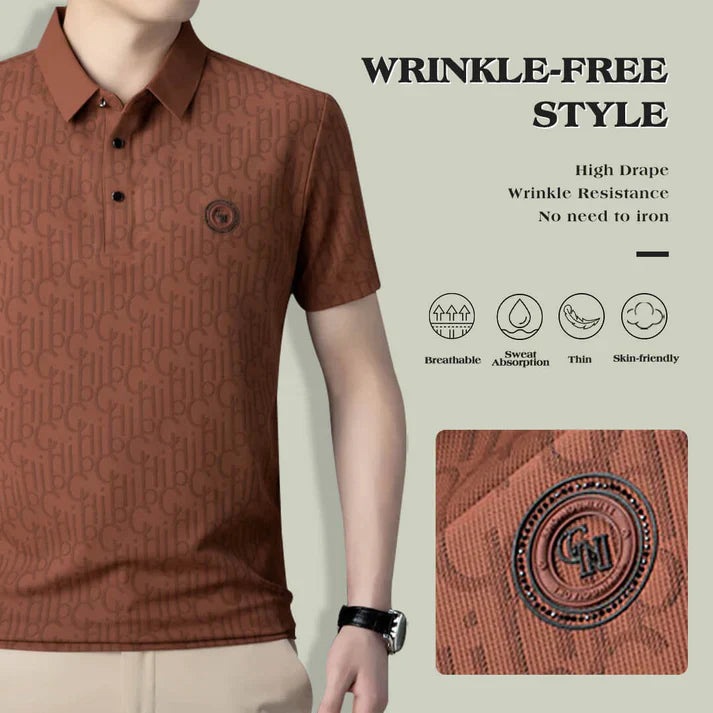 ☄️Spring Specials🎉 Men's Breathable Ice Silk Cooling Lapel T-shirt