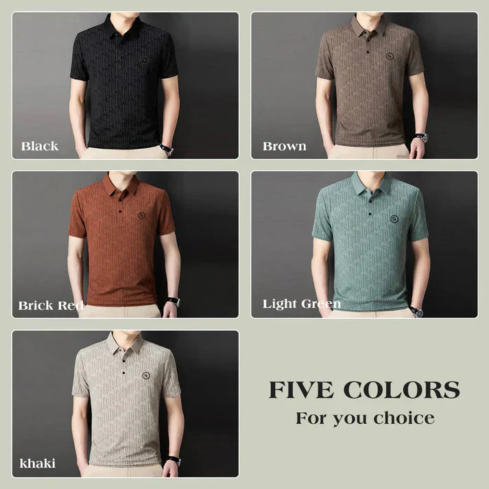 ☄️Spring Specials🎉 Men's Breathable Ice Silk Cooling Lapel T-shirt