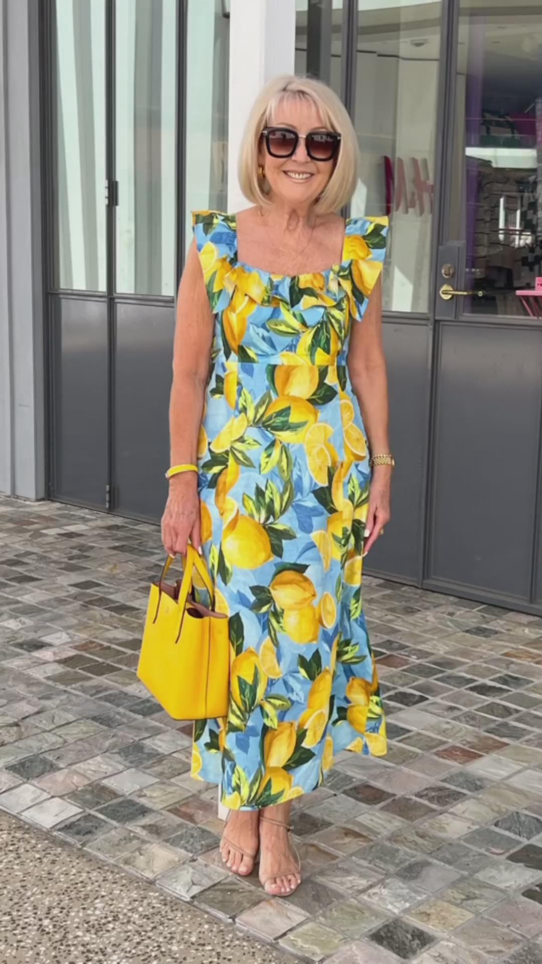 šOversized lemon print tunic dress spiyle