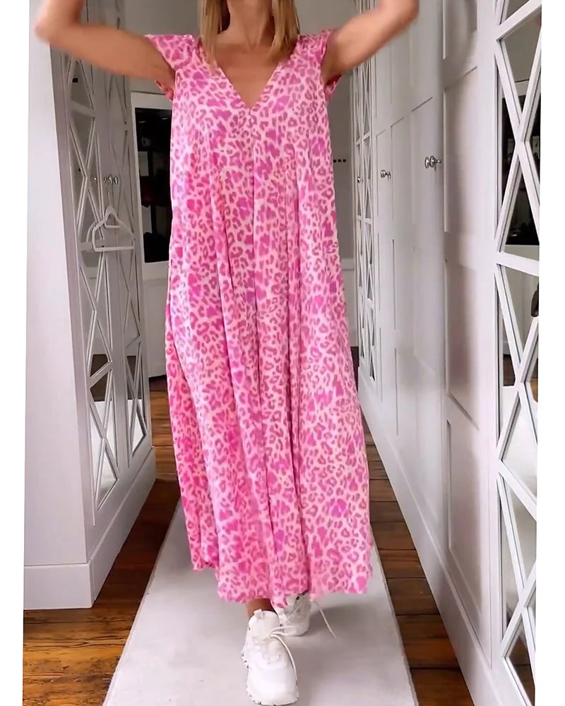 🌸Spring Specials💐 V-neck printed short-sleeved long dress