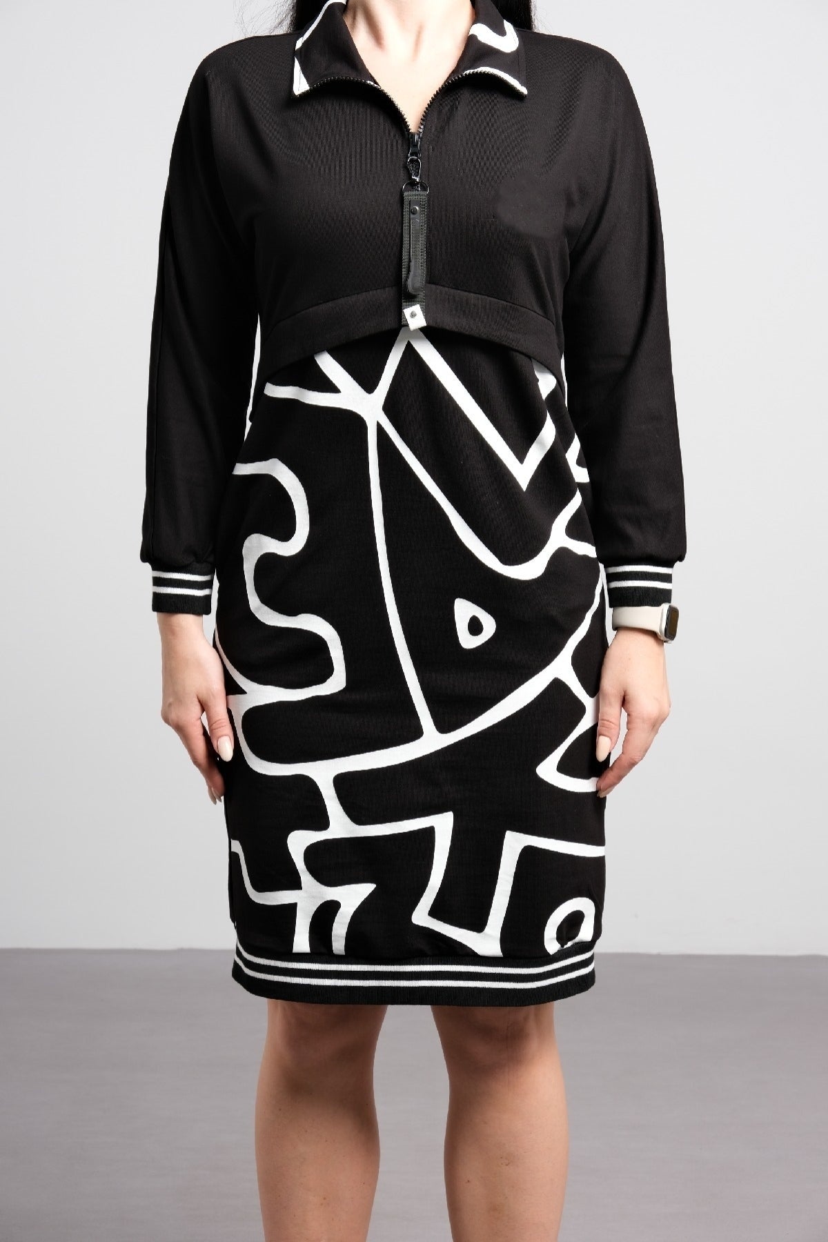 free shipping📦Women's Zip Printed Slim-fit Casual Dress
