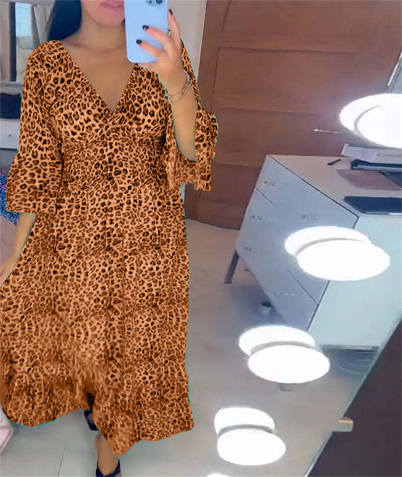 🌸Spring Specials🌸 Women's Cotton Wrap Dress with leopard pattern