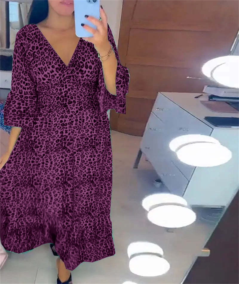🌸Spring Specials🌸 Women's Cotton Wrap Dress with leopard pattern