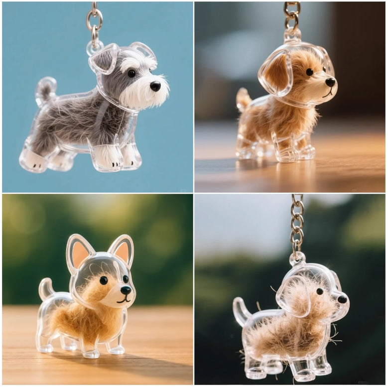 🐶Creative Transparent Dog Hair Collection Container Keychain