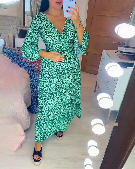 🌸Spring Specials🌸 Women's Cotton Wrap Dress with leopard pattern