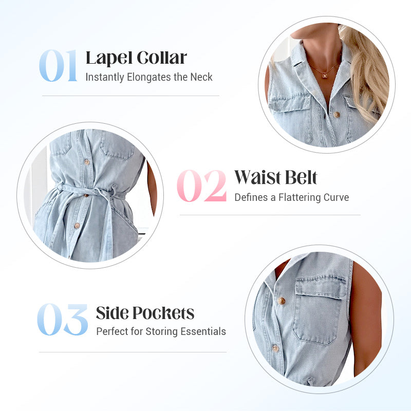 ⏳Time-limited Special⏰Women's Waistband Midi Jeans Dress 💃