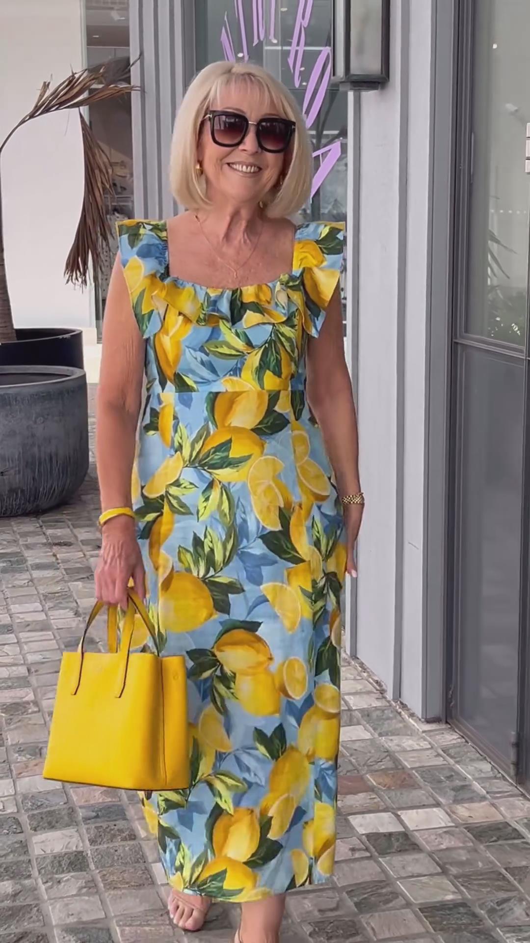 šOversized lemon print tunic dress spiyle