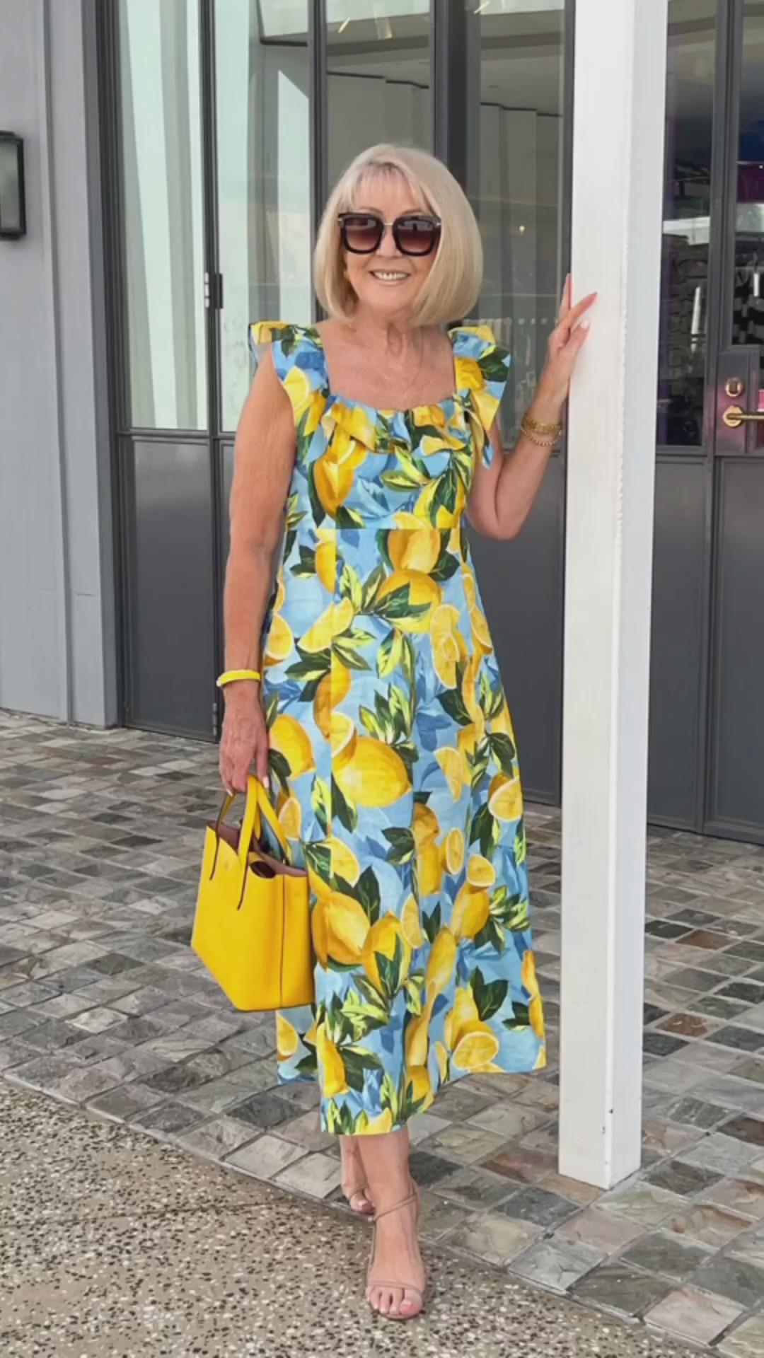 šOversized lemon print tunic dress spiyle