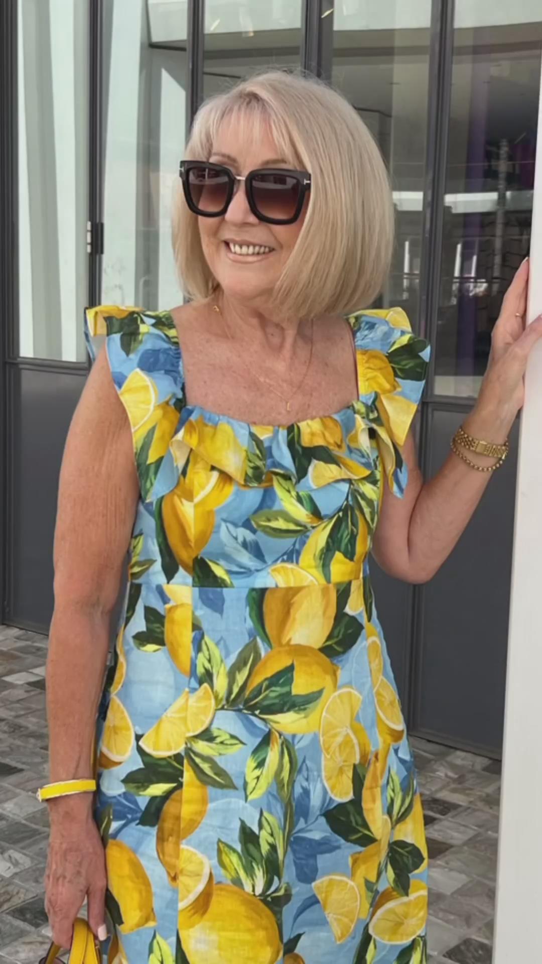 šOversized lemon print tunic dress spiyle