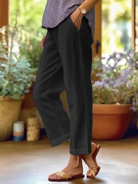 ⏳Time-limited Special⏰Cotton and linen loose elastic waist pocketed casual pants