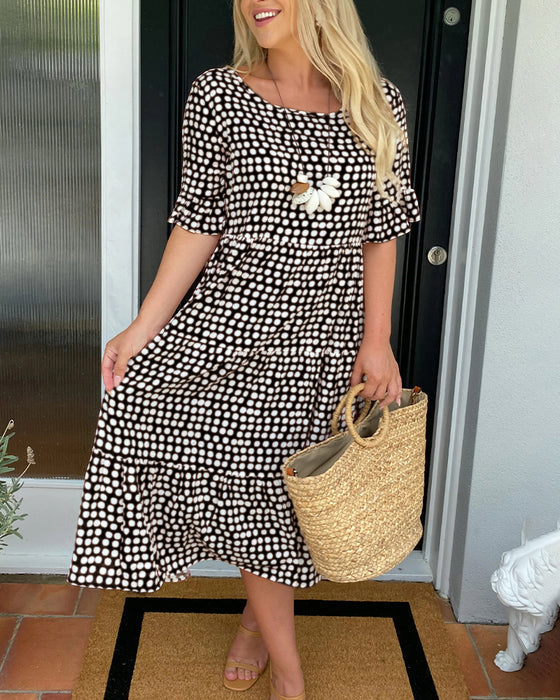 🌸Spring Specials🌸 Round Neck Polka Dot Print Midi Dress