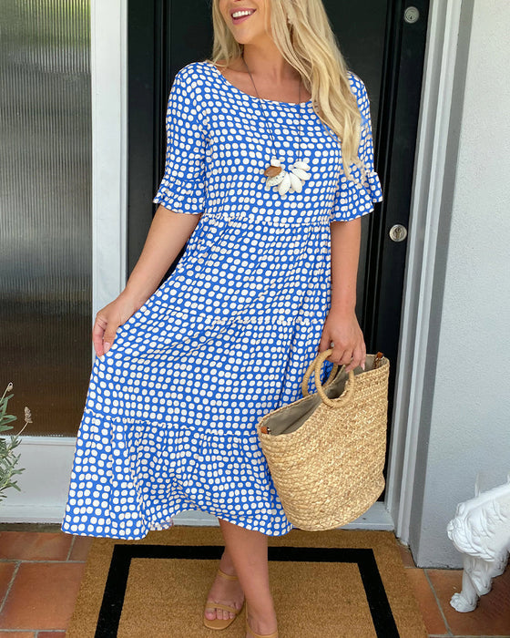 🌸Spring Specials🌸 Round Neck Polka Dot Print Midi Dress