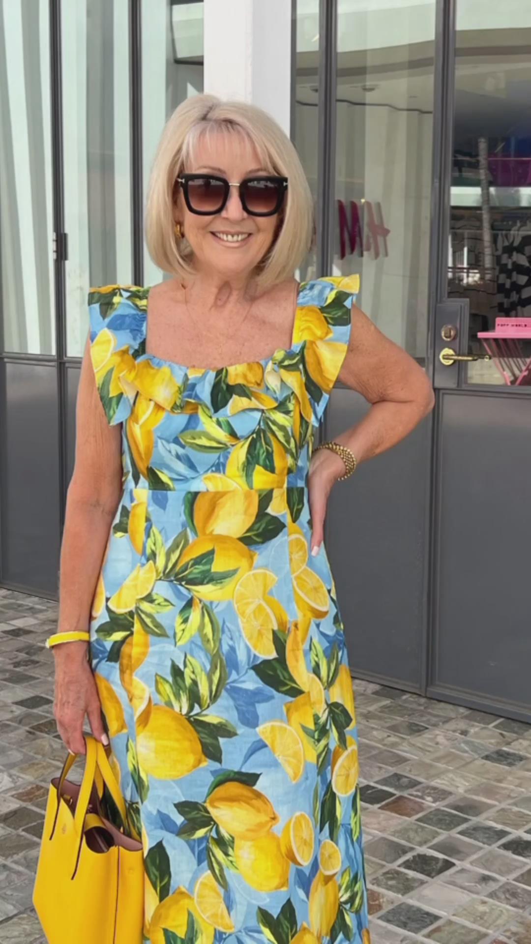 šOversized lemon print tunic dress spiyle