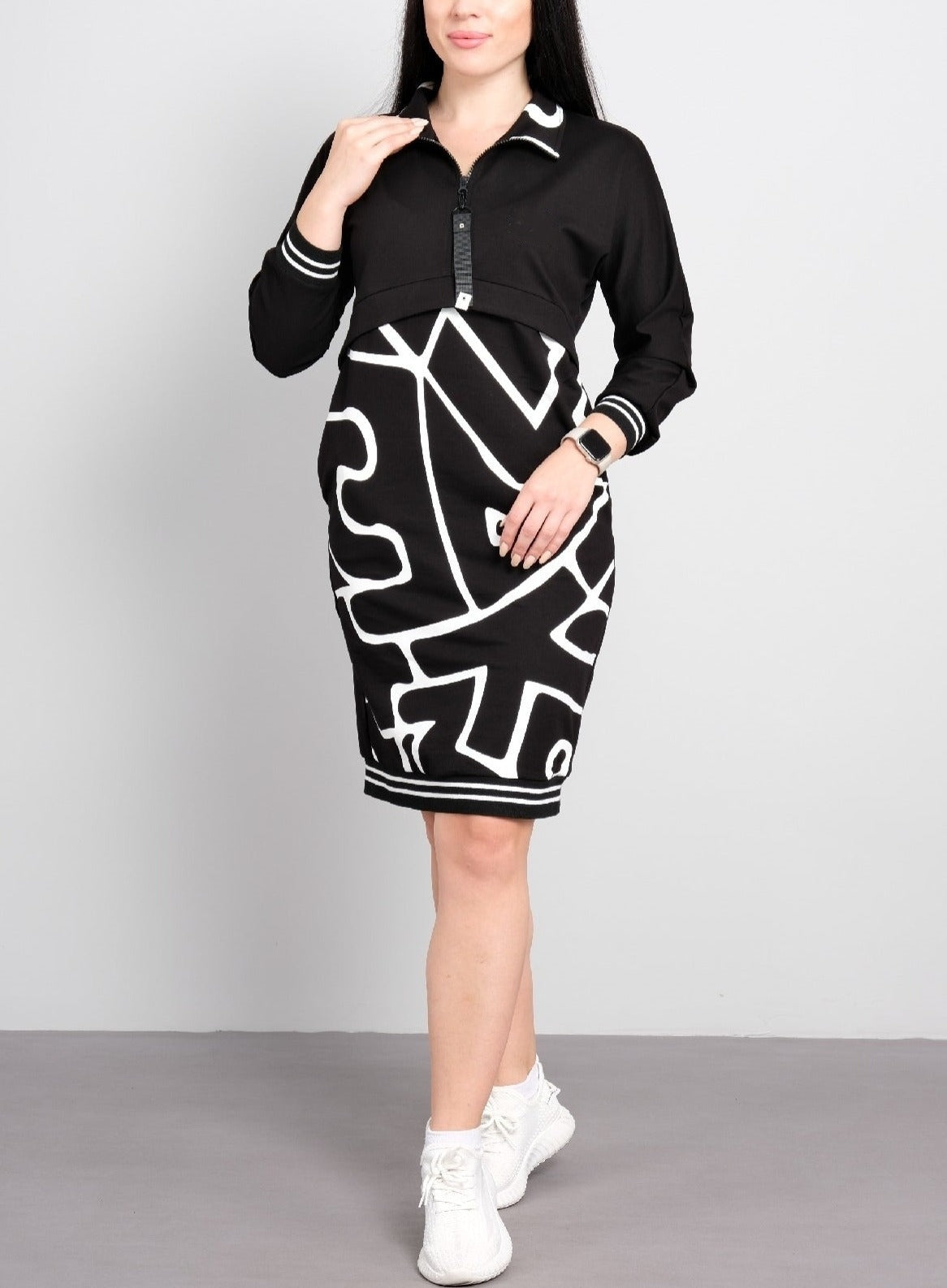 free shipping📦Women's Zip Printed Slim-fit Casual Dress