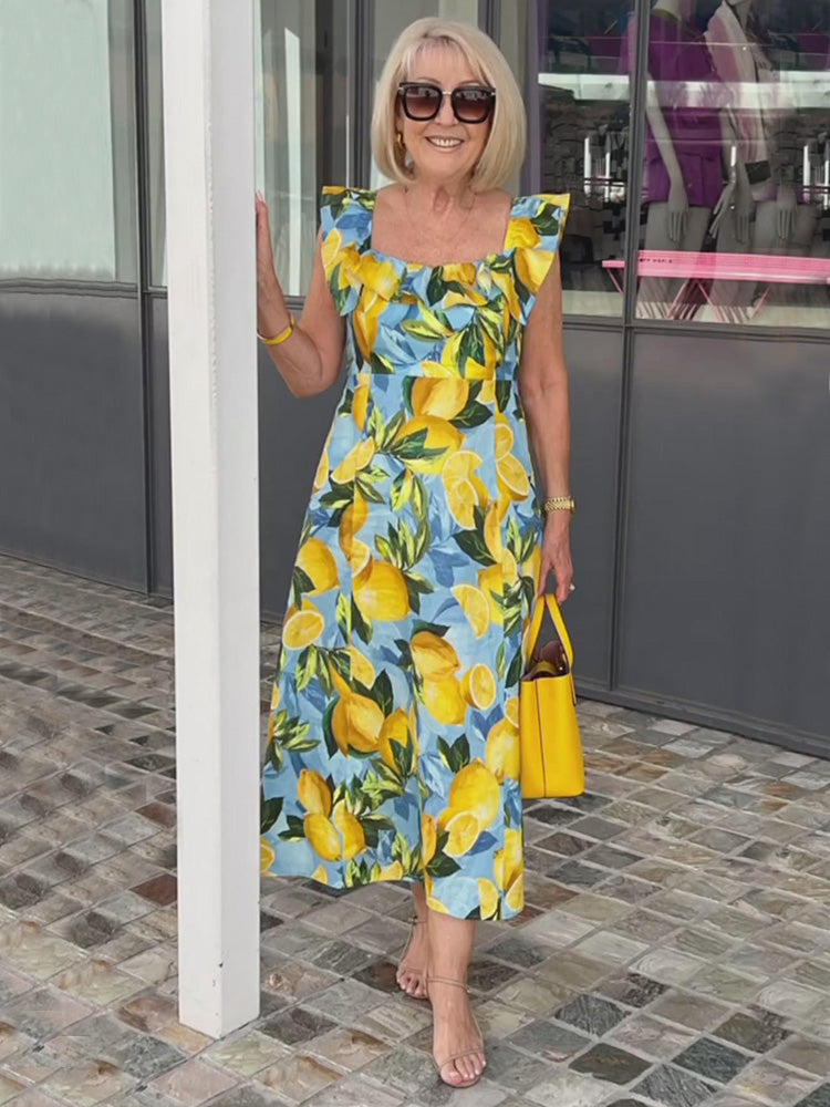 šOversized lemon print tunic dress spiyle