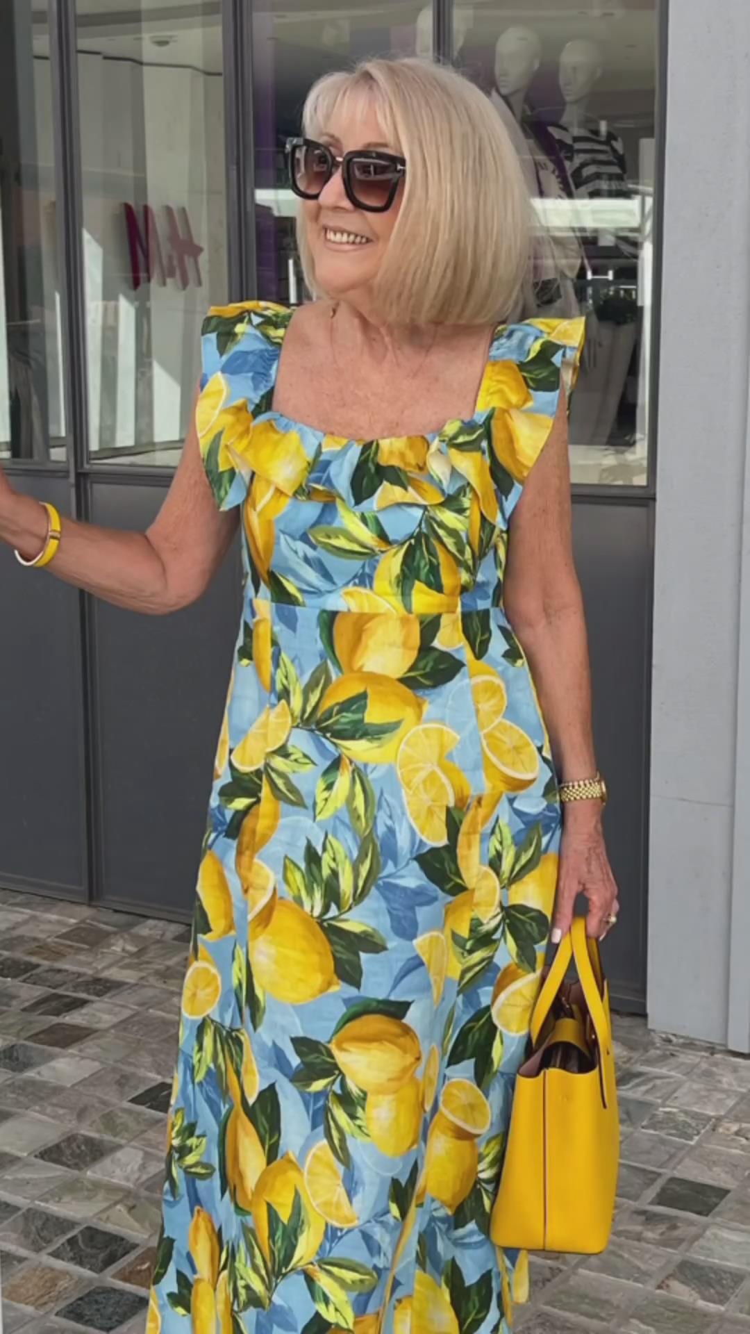 šOversized lemon print tunic dress spiyle