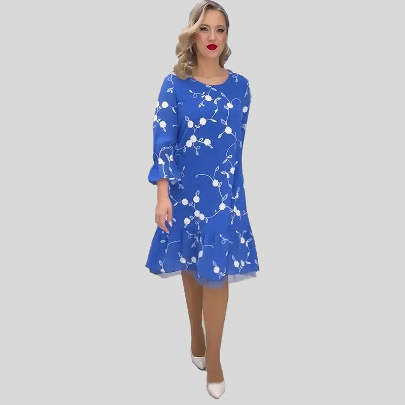Women's Summer Printed Floral Dress with Ruffled Hem spiyle