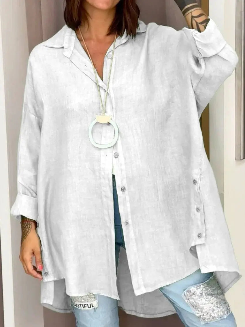 🔥Hot Sale 50% off🔥Women's Casual Solid Color Long Sleeve Button Down Shirt spiyle