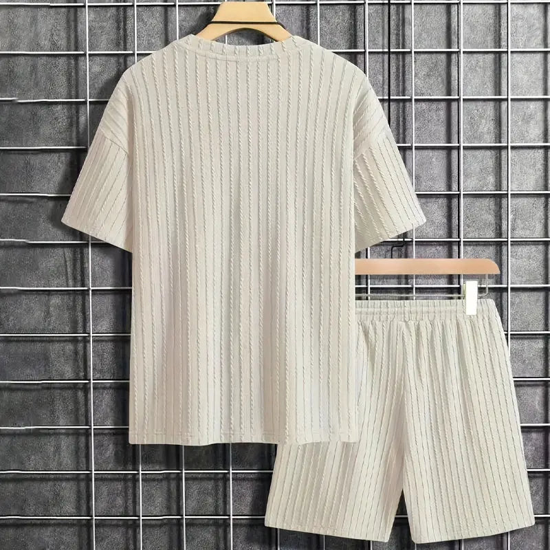 Men’s Summer 2-piece Set - Drop Shoulder T-shirt and Drawstring Shorts spiyle