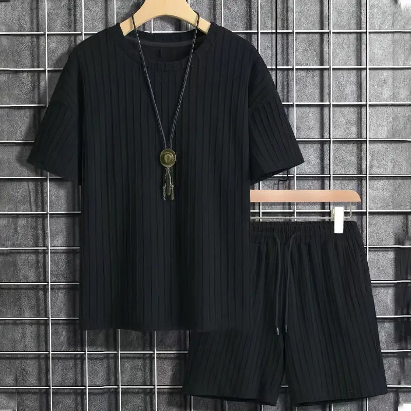 Men’s Summer 2-piece Set - Drop Shoulder T-shirt and Drawstring Shorts spiyle