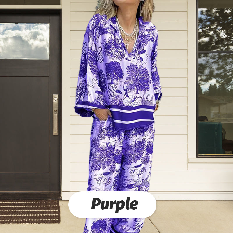 🌴Summer Specials🌴Printed Causal Loose Suit for Plus Size Women