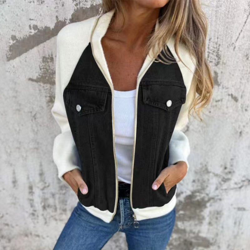 ⏳Time-limited Special⏰Women's Creative Denim Splicing Jacket🧥