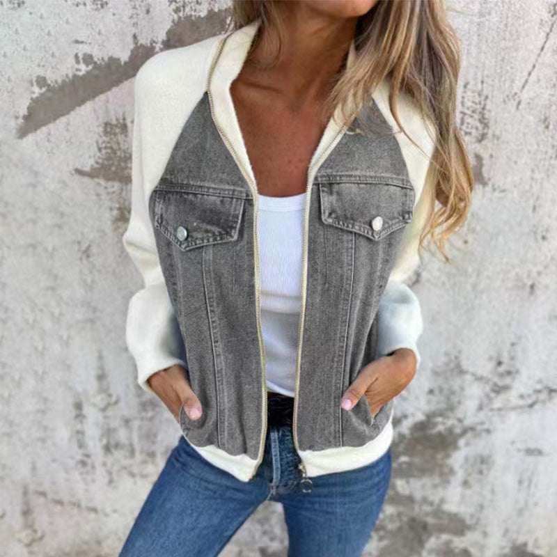 ⏳Time-limited Special⏰Women's Creative Denim Splicing Jacket🧥