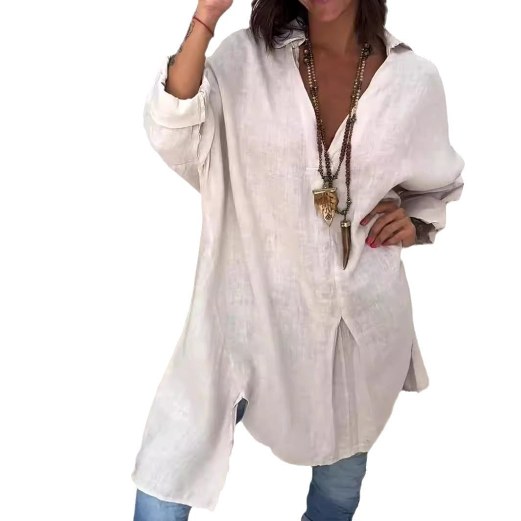 Summer Cotton Linen V-Neck Casual Shirt✈️Buy 2 for free shipping spiyle