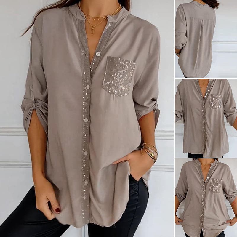 š„2025 HOT SALEš„ Casual patchwork top with sequins