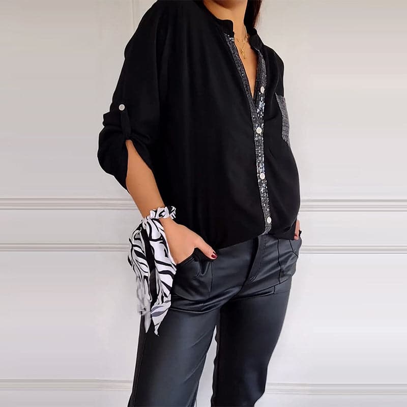 š„2025 HOT SALEš„ Casual patchwork top with sequins