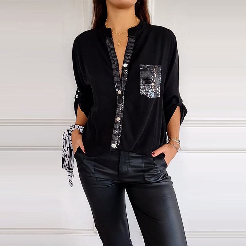 š„2025 HOT SALEš„ Casual patchwork top with sequins