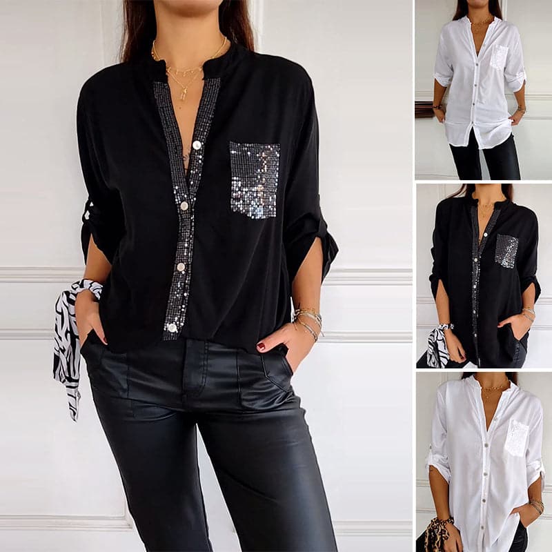 š„2025 HOT SALEš„ Casual patchwork top with sequins
