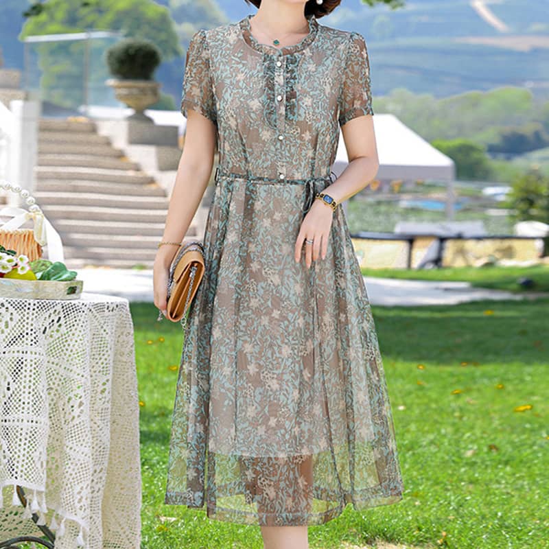 Waist Tie Flare Midi Dress