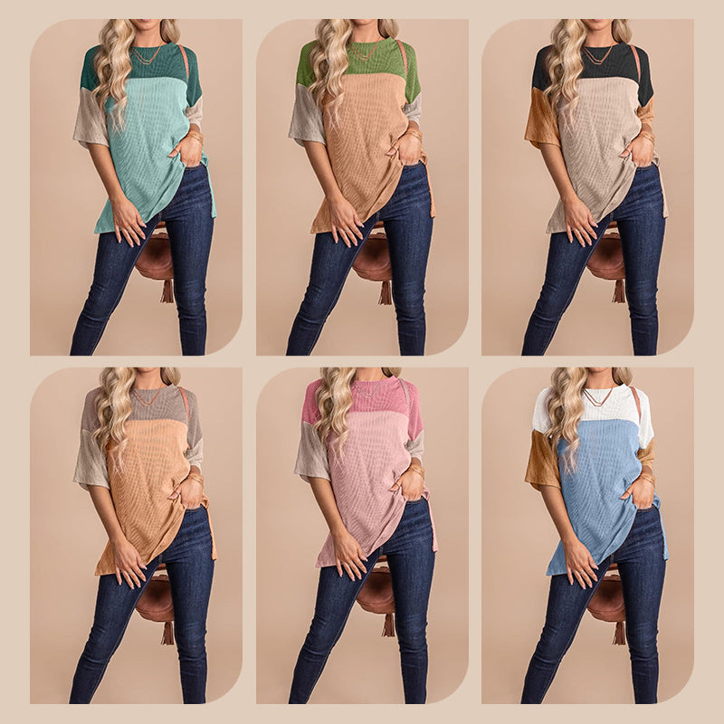 Women’s Trendy Color Block Loose Fit Top