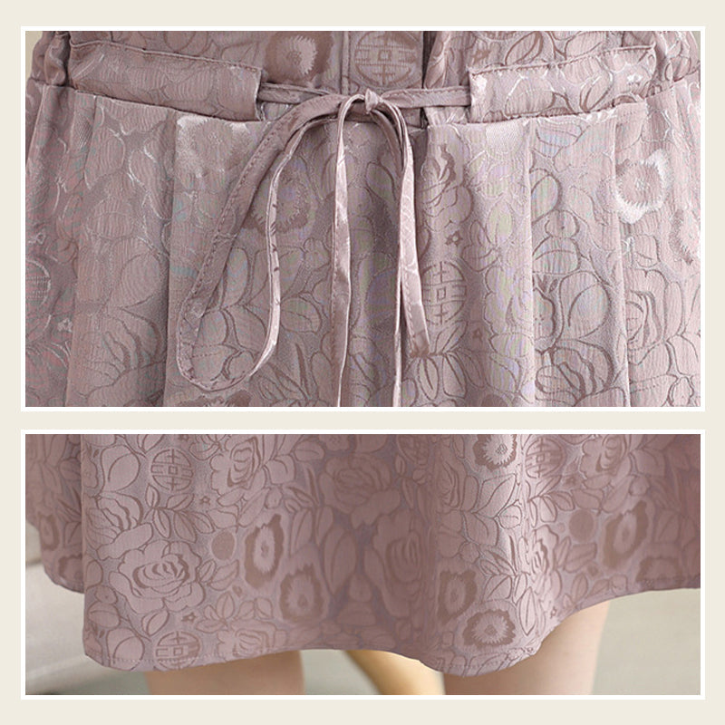 Fashion Breathable Printed Botton-Down Tie Waist Dress