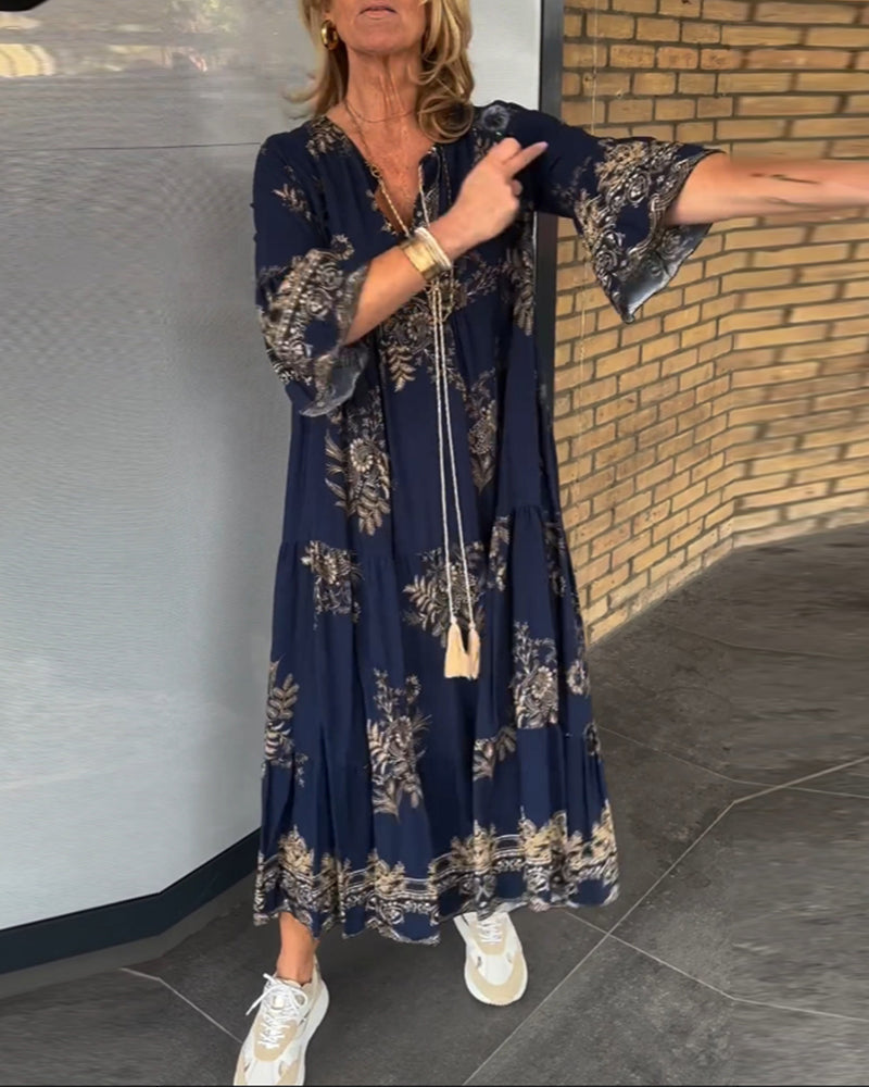 🌸Spring Specials💐 Loose-Fitting Vintage V-neck Dress