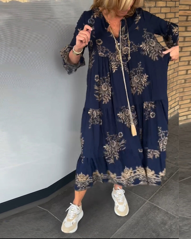 🌸Spring Specials💐 Loose-Fitting Vintage V-neck Dress