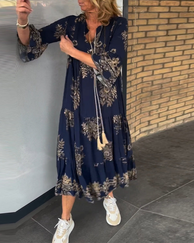 🌸Spring Specials💐 Loose-Fitting Vintage V-neck Dress