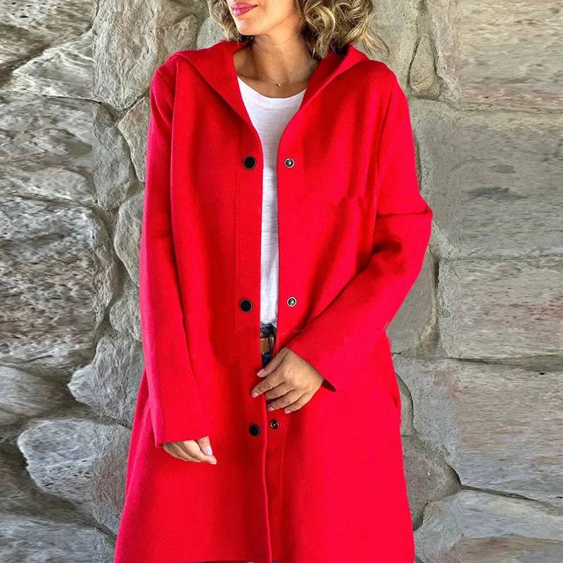 š„2025 HOT SALEš„ Women's Single-Breasted Hooded Coat