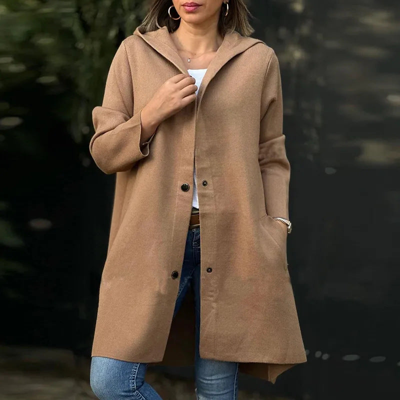 š„2025 HOT SALEš„ Women's Single-Breasted Hooded Coat