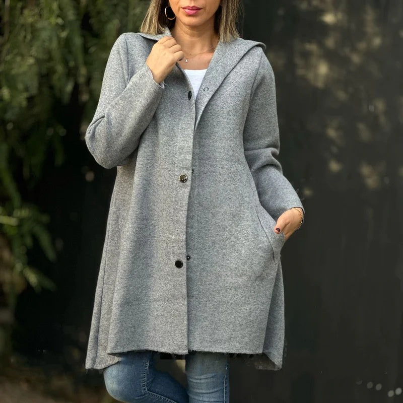 š„2025 HOT SALEš„ Women's Single-Breasted Hooded Coat
