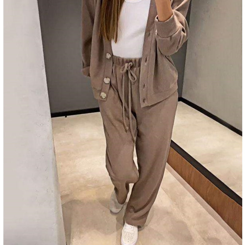 🎁 free shipping🔥Women's Knitted Buttoned Jacket and Pants Two-piece Set