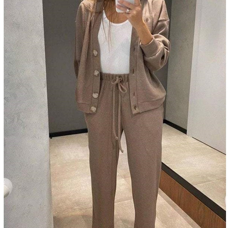 🎁 free shipping🔥Women's Knitted Buttoned Jacket and Pants Two-piece Set