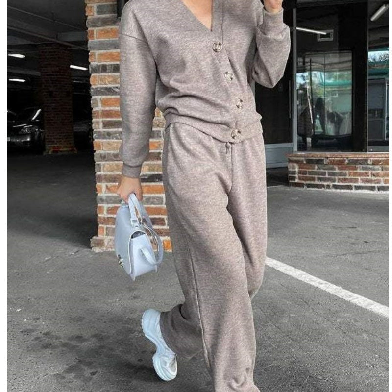 🎁 free shipping🔥Women's Knitted Buttoned Jacket and Pants Two-piece Set