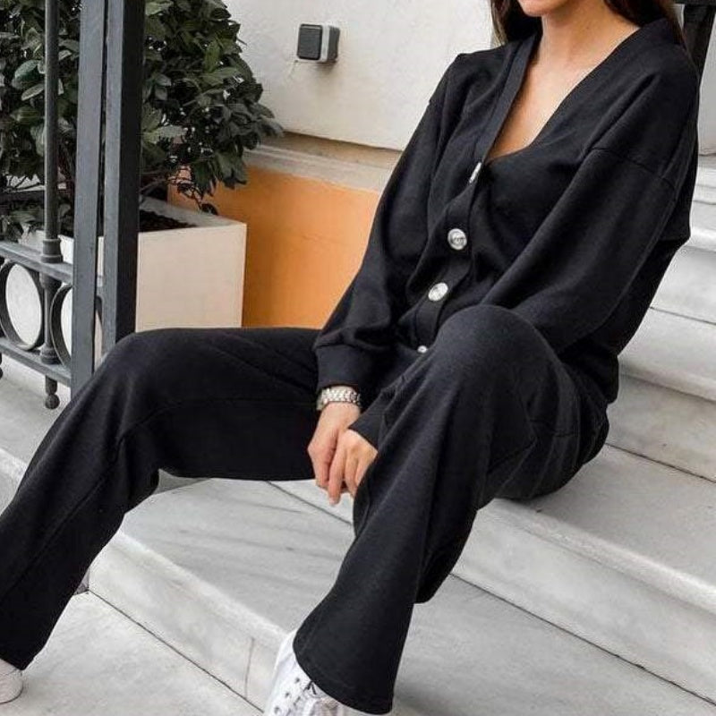 🎁 free shipping🔥Women's Knitted Buttoned Jacket and Pants Two-piece Set