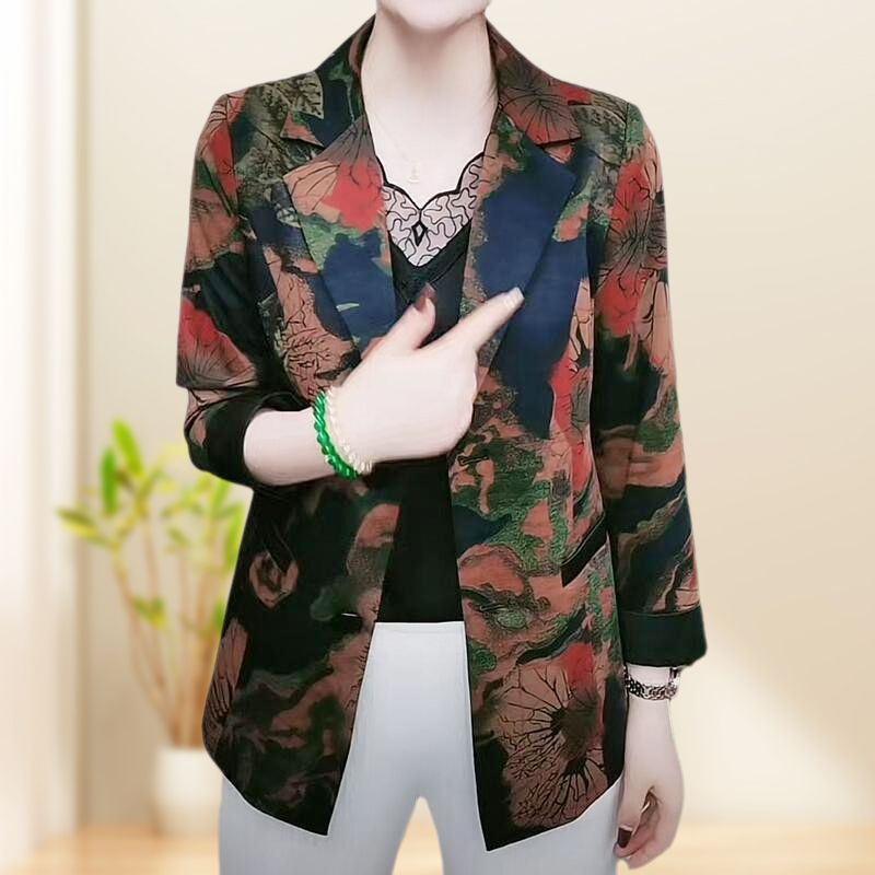 free shipping📦Women’s Stylish Flower Print Lightweight Suit Jacket