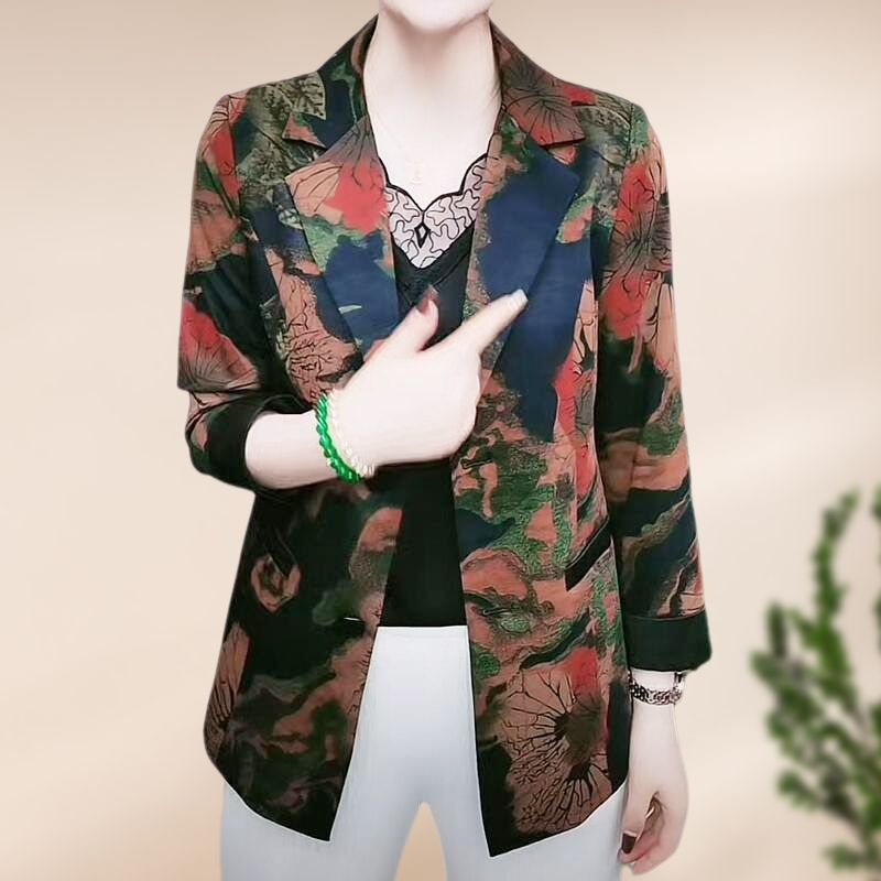 free shipping📦Women’s Stylish Flower Print Lightweight Suit Jacket
